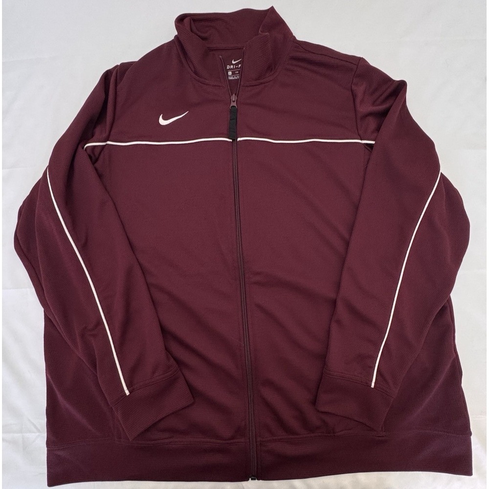 Nike Dri Fit Rivalry Jacket Full Zip Burgundy Mens Sz 2XL Training Activewear